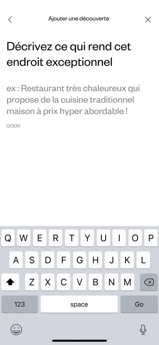 Ajouter une découverte : décrire le lieu