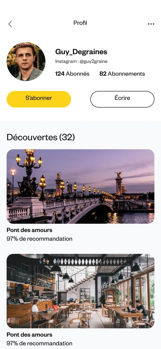 Profil : les découvertes de la personne