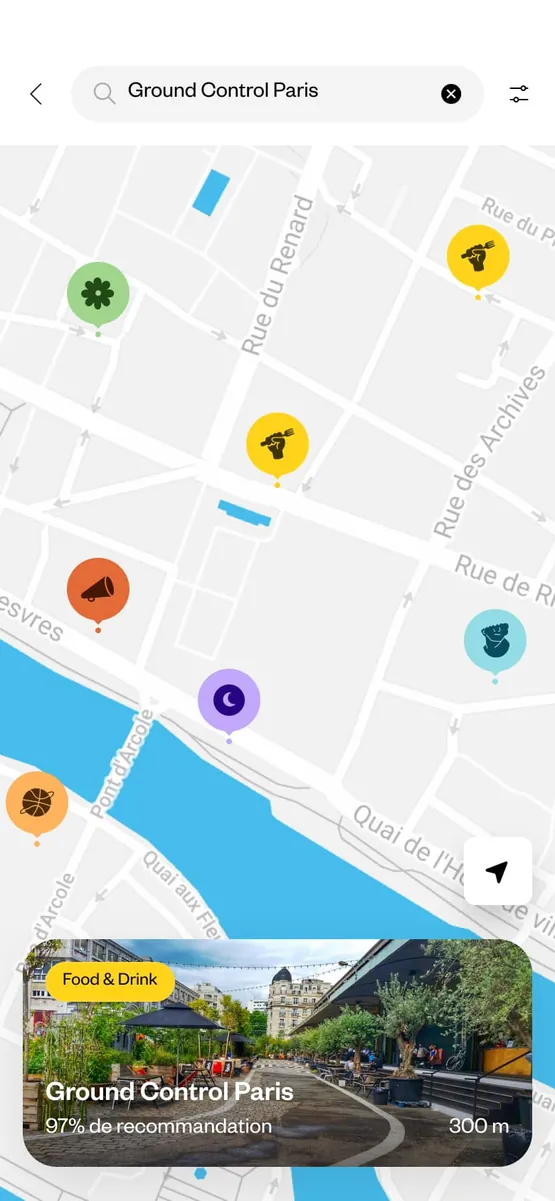 Carte : un lieu sélectionné