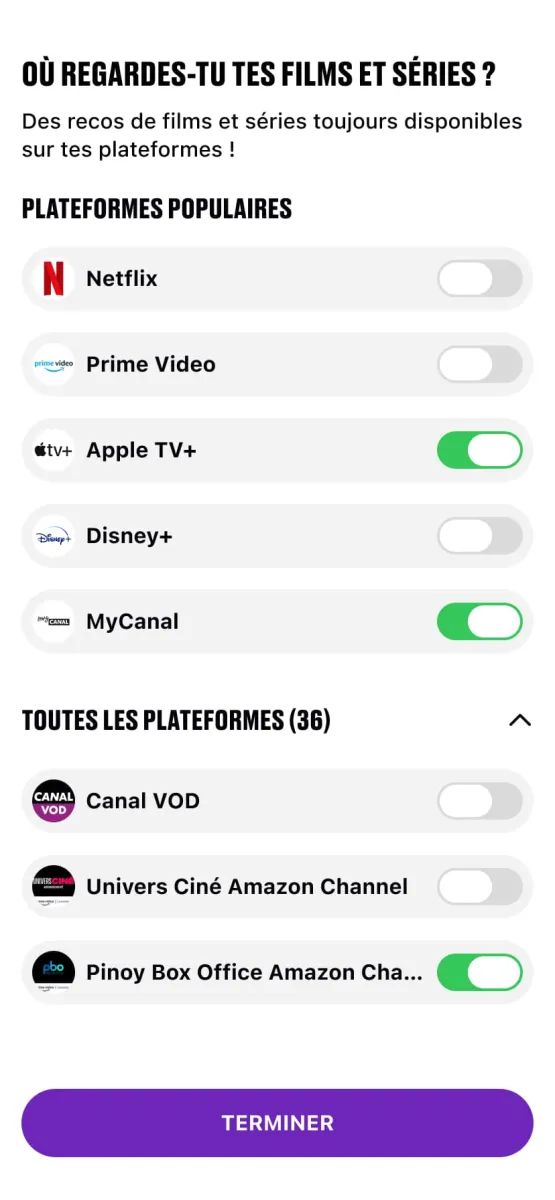 Choix des plateformes de streaming utilisées