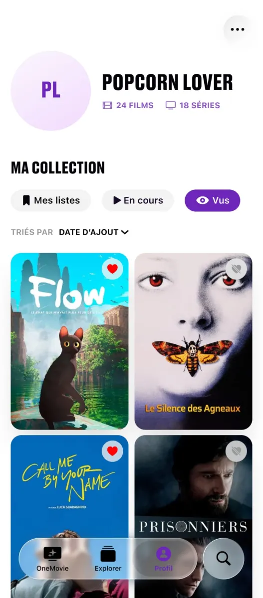 Profil : films vus